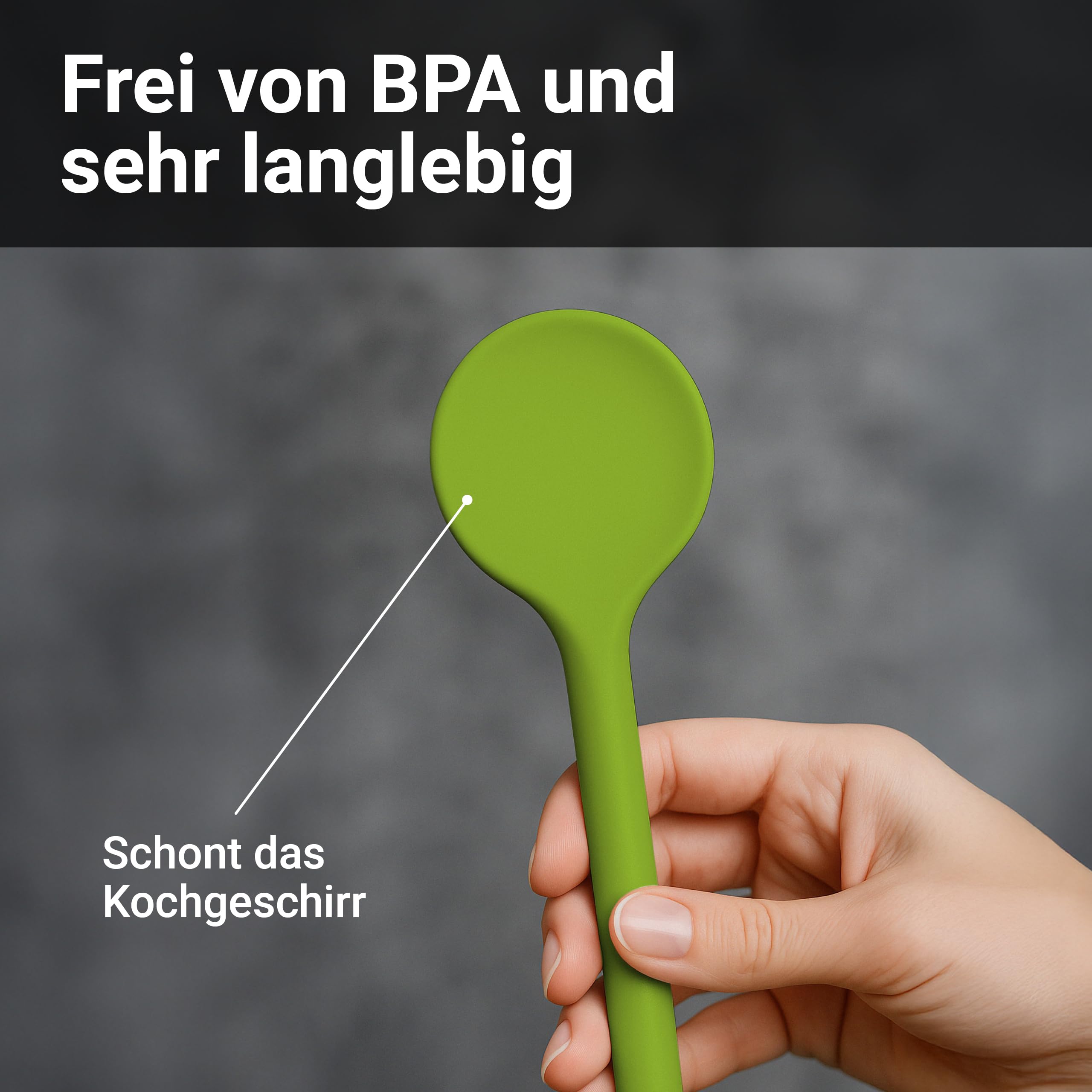 Kigima Cucchiaio da cucina plastica (Verde, (4 Pz))