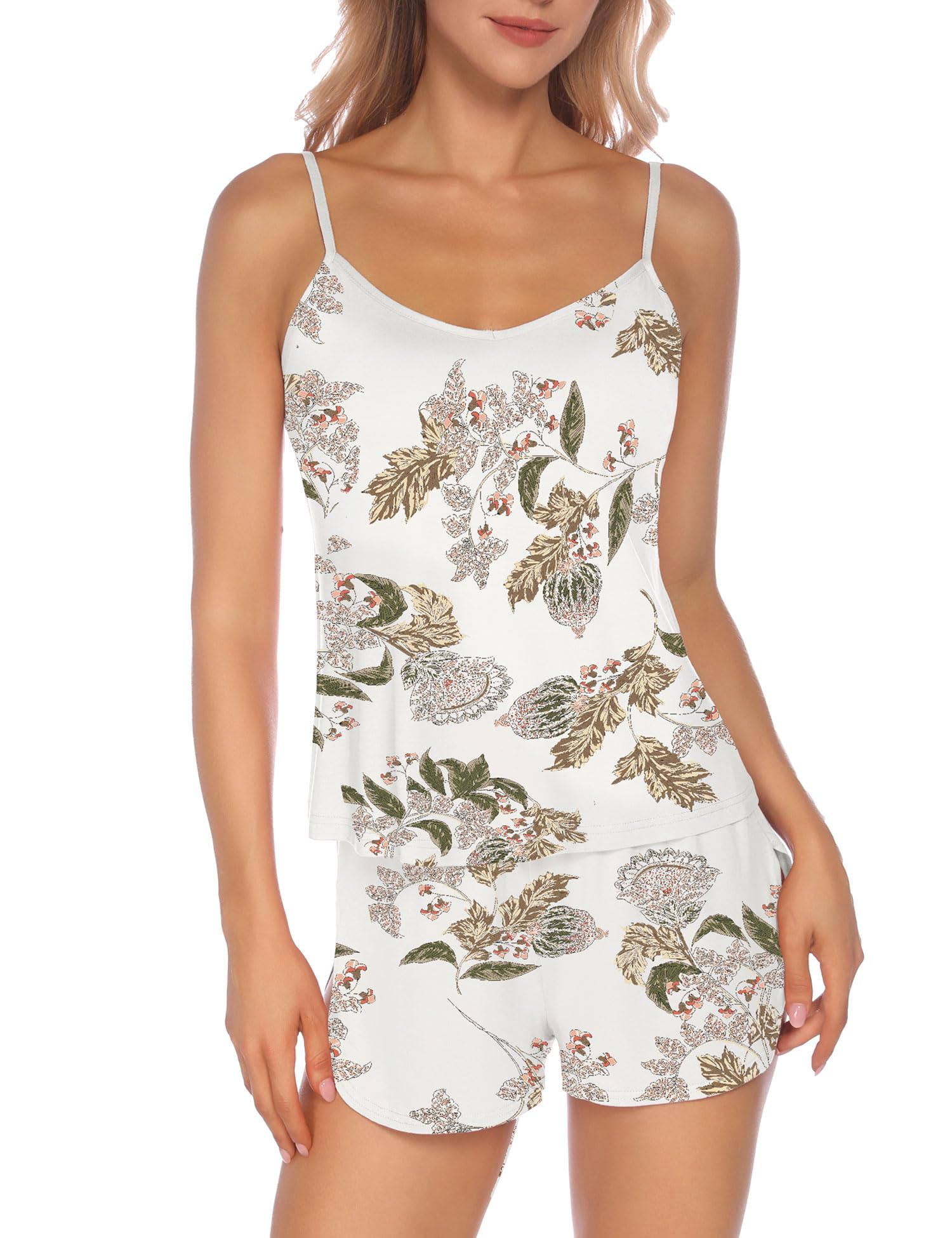 Senert Sexy Pajamas for Women Sleepwear Sexy Lingerie V Neck Pjs Cami Shorts Set Nightwear S-XXL