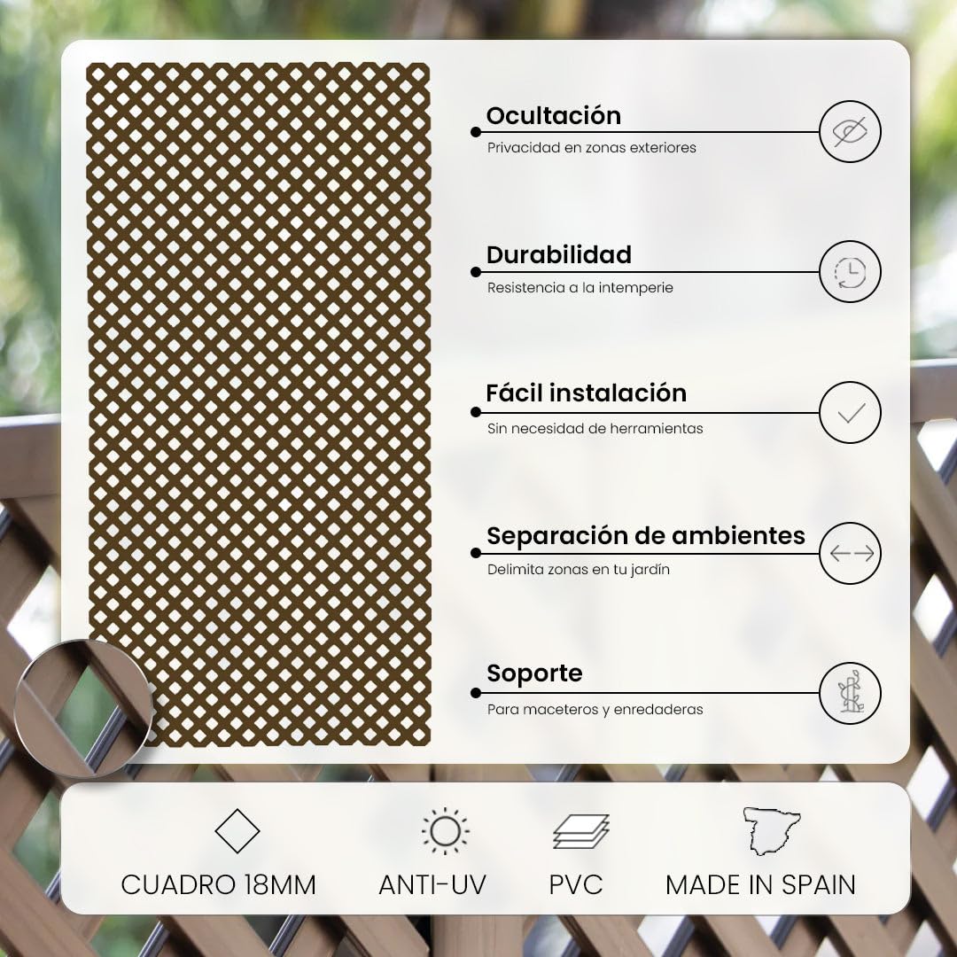 Pack INSTALACIÓN Horizontal 2 CELOSÍAS PVC 18 MM MARRÓN con PERFILES Y UNIÓN 1X2 M
