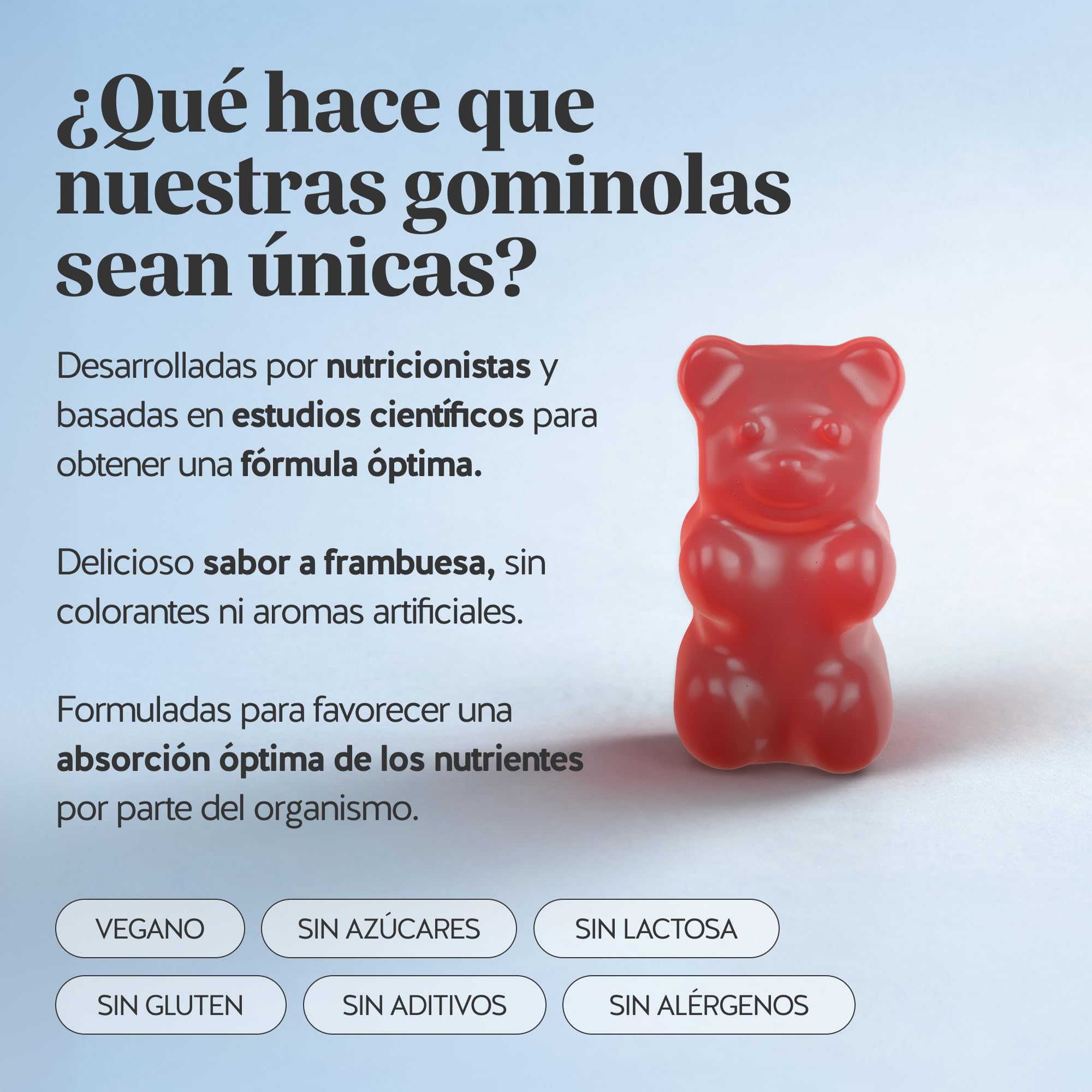 Gummies Concentración & Vitalidad – Ginseng, Ginkgo, L-Teanina, Vitaminas B6, B12, C & Niacina – 90 unidades (3 Meses), Vegano, Sin Azúcar, Bears with Benefits