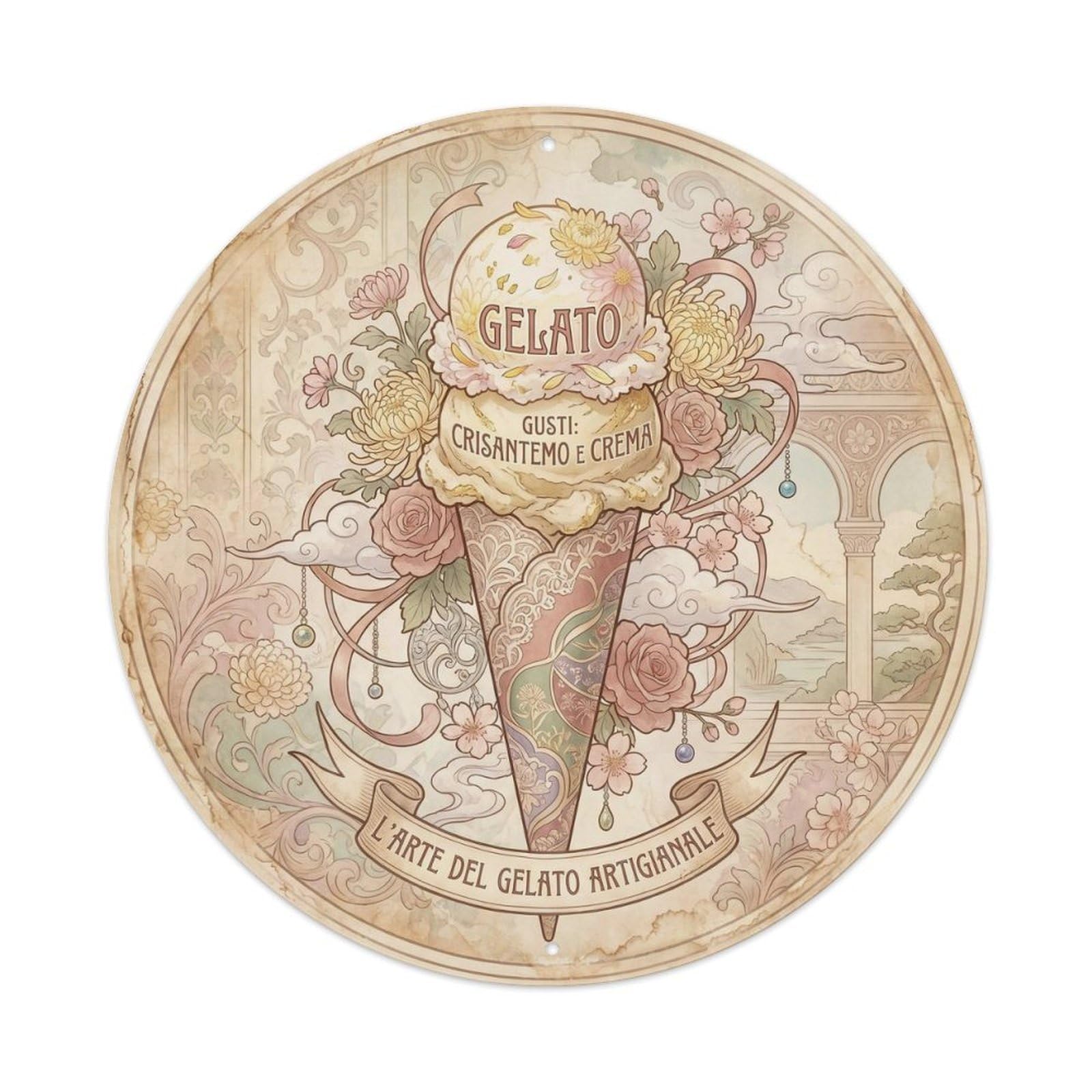 Yrnq 8X8inch Vintage Style Gelato Dessert Classic Sweet Shop Culture Metal Tin Sign