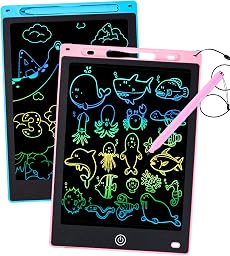 2 piezas Tableta de Escritura LCD para Niños, 10 Pulgadas Tablero de Dibujo LCD Tableta Gráfica con Lápiz, Pantalla Colorida Borrable Reutilizable Juguete Educativo para Niñas Niños de 3+ Años