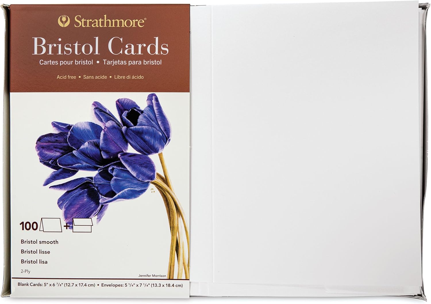 Strathmore 400 Series Cards, Bristol, 5x6.875 inches, 50 Pack, Envelopes Included - Custom Greeting Cards for Weddings, Events, Birthdays
