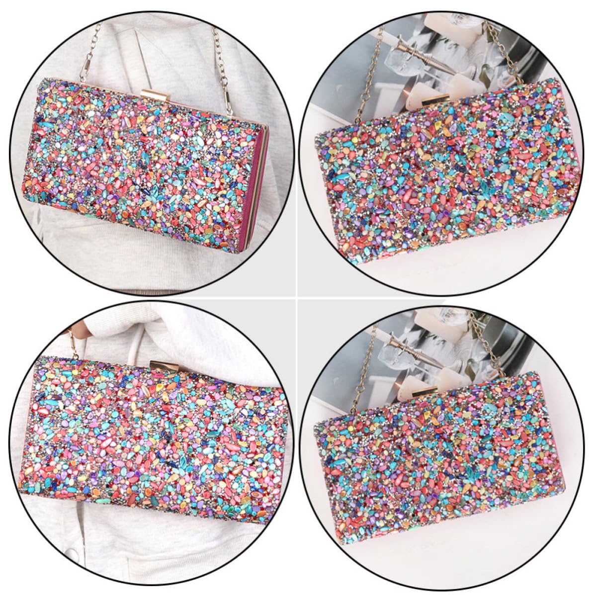 Generisch Abendtasche Damen, Bunte Partytüte, Dekorative Kettenhandtasche, praktisch und tragbar, geeignet für Partys und besondere Anlässe
