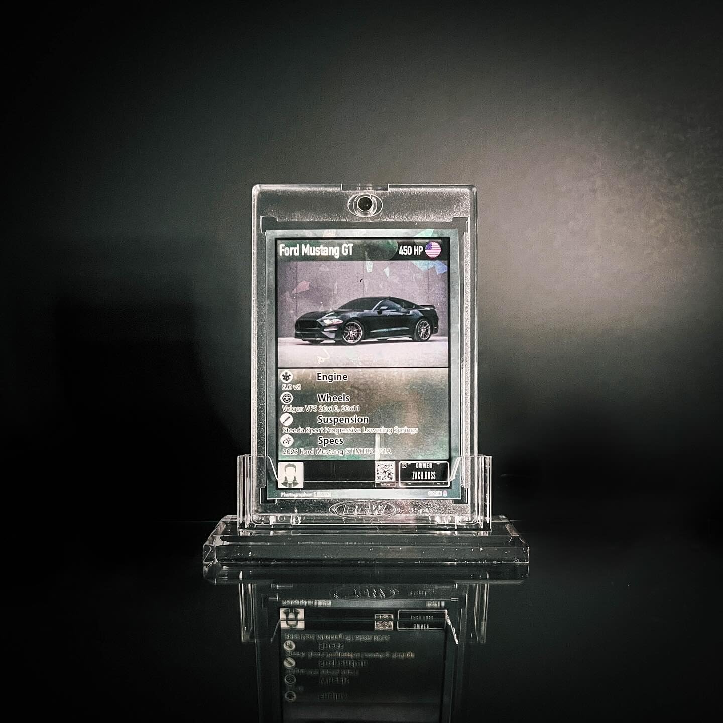 Custom Holographic Trading Cards, Custom Card, Personalized Trading Cards for Cars, Car Portrait Memorial Cards Gift, Gift for Him Custom Rare Cards in Acrylic Display Case (Black)