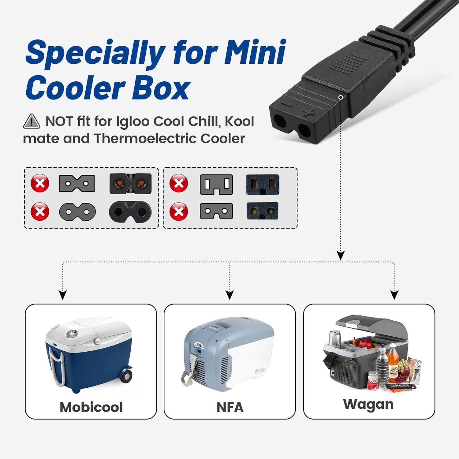 Anina Mini Fridge 12V DC 2 Pin Power Cord for Mobicool Wagan NFA Car Cooler Box Refrigerator Freezers Charger Replacement 6.6 FT