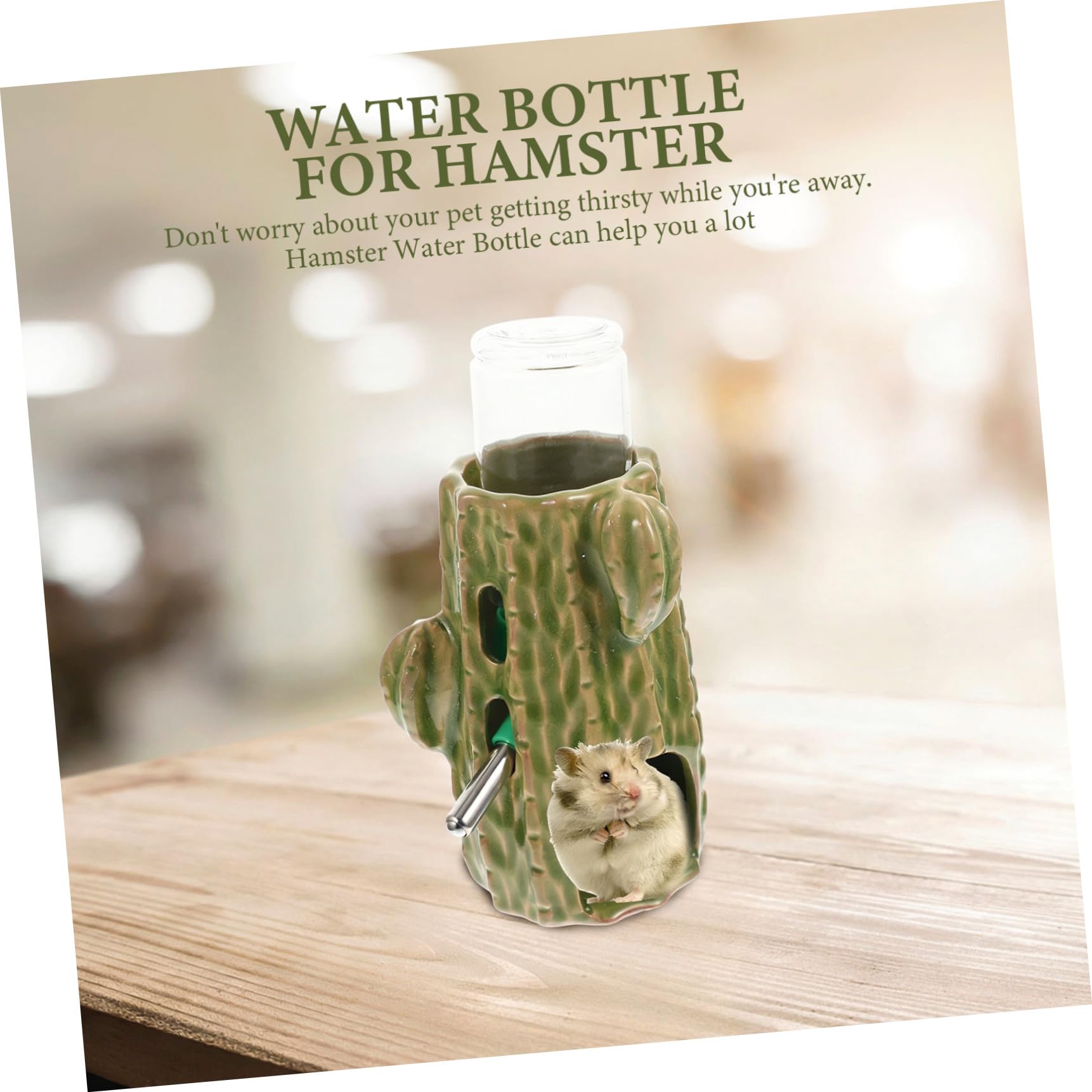 Haushalts Hamsterflasche aus Keramik 80ml mit Halterung Transparente Wasserflasche für Kleine Haustiere und Meerschweinchen Einfacher Wasserstand Sichtbar