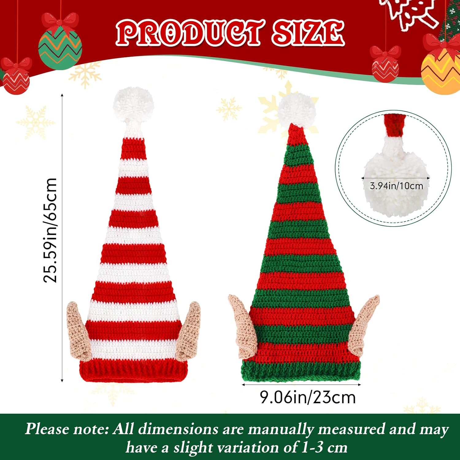Knitted Elf Hats and Ears Warm Winter Knitted Crochet Beanie Long Christmas Santa Hat Elf Costume Accessories for Party - Image 2