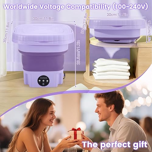 Miniatura 6 de Lavadora portátil, mini lavadora plegable para viajes, camping, caravana, dormitorios, apartamentos, ropa interior y ropa de bebé (morado lavanda)