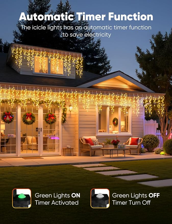 Luces de Navidad Icicle Brightown 33FT LED 1020L miniatura 2
