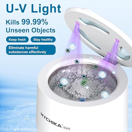 Miniatura 3 de Máquina limpiadora ultrasónica de retenedores, alta frecuencia de 45 kHz, 4 modos mejorados, limpiador ultrasónico de retenedores, cápsula de blanco