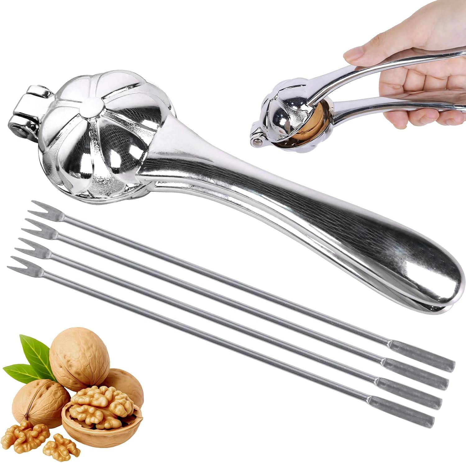 Nut Cracker Tool, Aluminum Alloy Walnut & Pecan Opener with Sheller