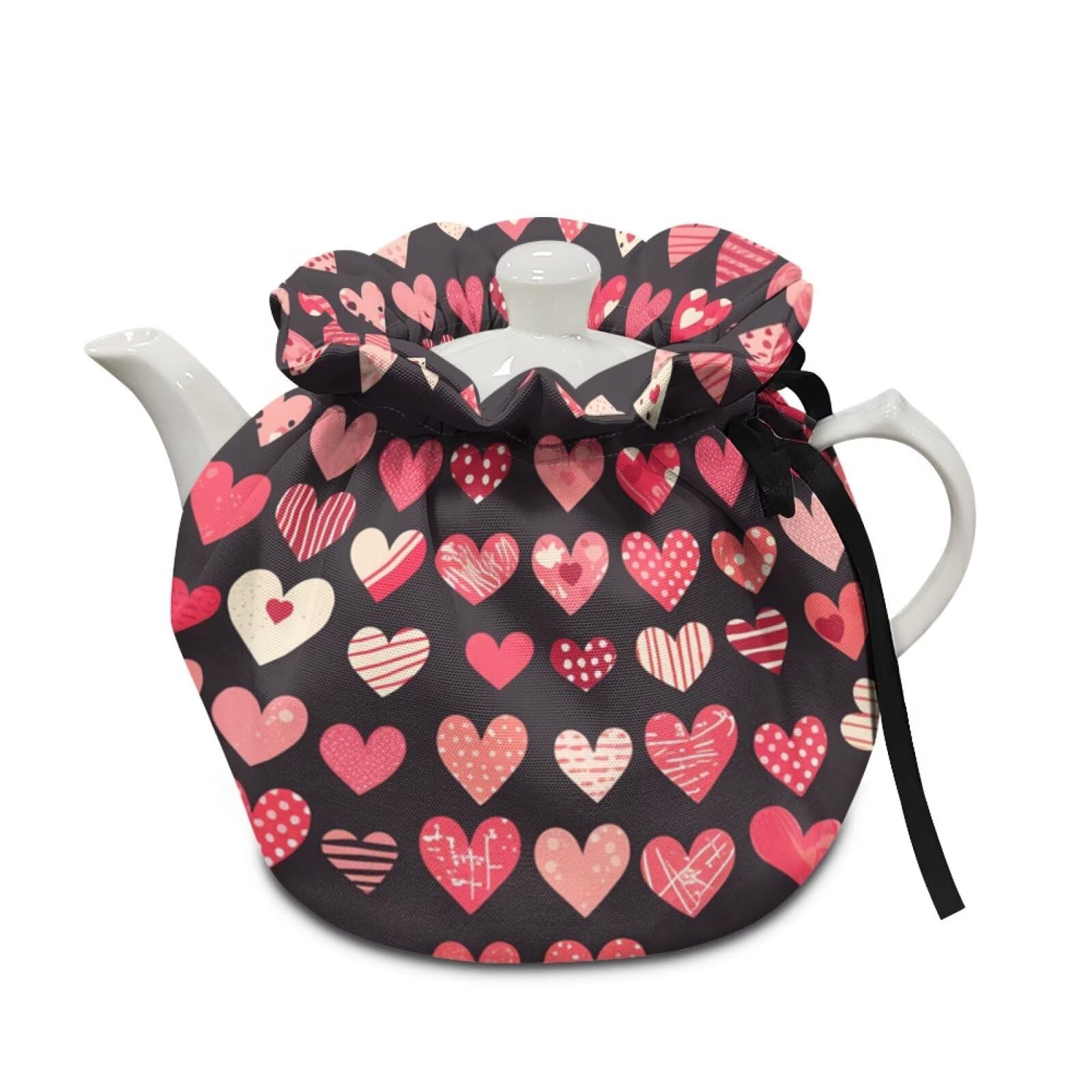 Pink Heart Tea Cosy for Teapots Tea Pot Cover Insulation and Keep Warm Breakfast Warmer Home Kitchen Table Decorative Accessories