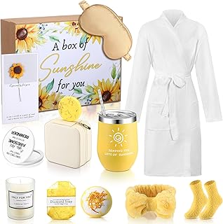 Nuogo 13 Pcs Birthday Gifts for Women Spa Basket Set for Women Mother's Day Gifts Mirrors Socks Steamers Jewelry Case Bath Robe Mom Nurse Girlfriend Wife
