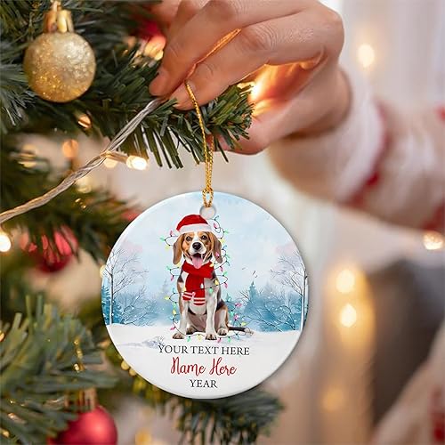 Vista 58 de Rottweiler - Adorno de cerámica personalizado para perro de Papá Noel, nombre y texto personalizados para mascotas, feliz para los amantes