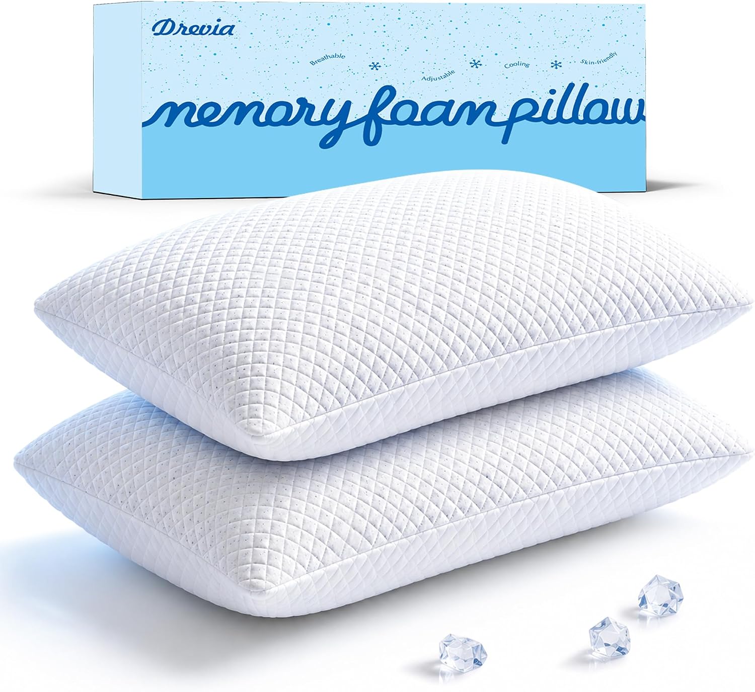 Cooling Shredded Memory Foam Pillows King Size Set of 2