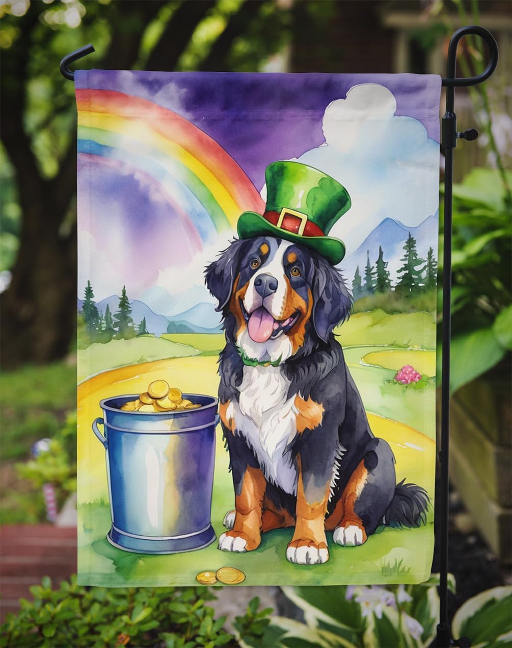 Caroline's Treasures DAC5491GF Bernese Mountain Dog St Patrick's Day Garden Flag Mailbox Flag Decorative Yard Flag Banner Outside Patio Artwork Yard Flower Beds, Garden Size, Multicolor