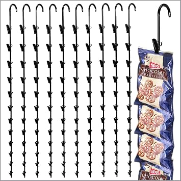 Clip Strip 10 Pack Metal Merchandising, 12 Heavy Duty Clips Display Chips, Snacks, Candy, Impulse Items in Retail Stores, Concession Stands, Party, Events, 31" L, Black Corp.