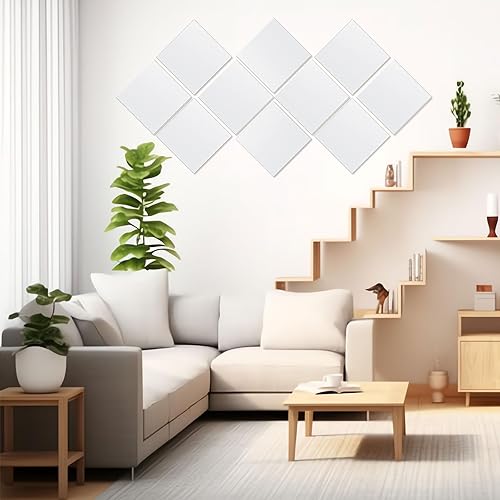 Miniatura 6 de Soaoo 50 piezas de azulejos cuadrados de vidrio de 6 pulgadas, espejo cuadrado de mosaico, azulejos de vidrio, espejo para manualidades, proyectos,