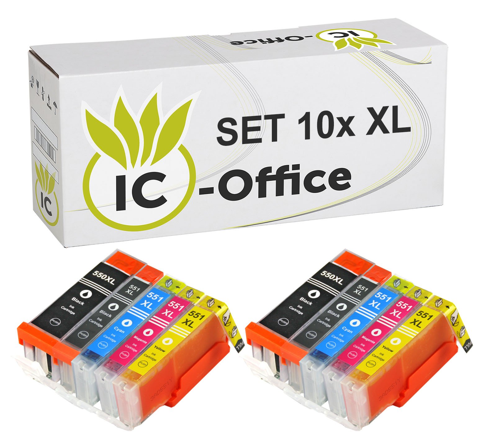 IC-Office iX6850 Farbtintenstrahl Drucker DIN A3+ (Bürodrucker, Fotodruck, Textdruck, 9.600 x 2.400 DPI, WiFi, WLAN, USB, Direktdruck, Print App) schwarz + 10 XL Tintenpatronen