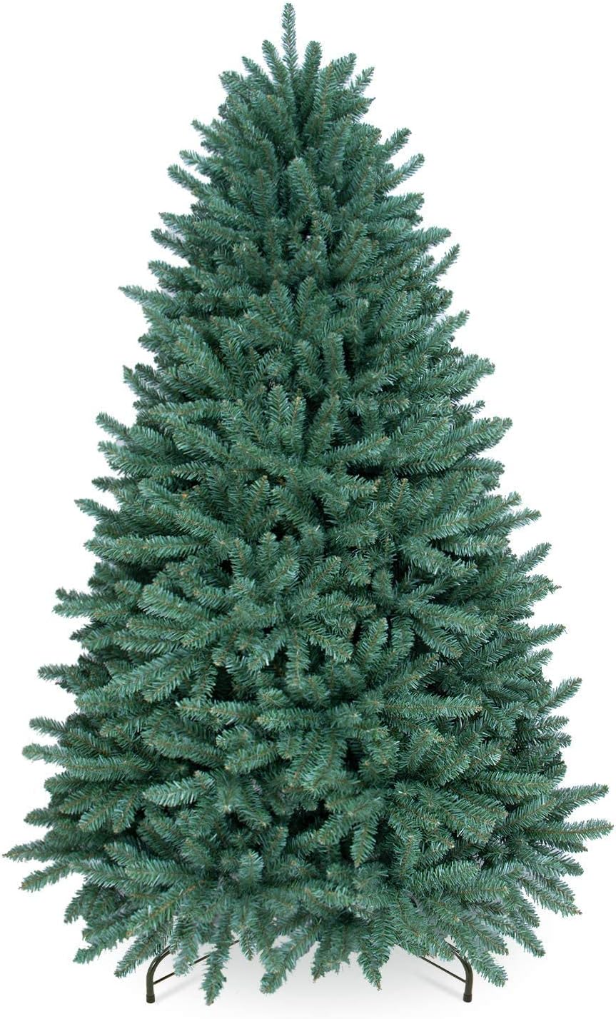 OasisCraft Christmas Tree 7ft Premium Hinged Blue Spruce Artificial Christmas Tree, Full Xmas Tree Unlit