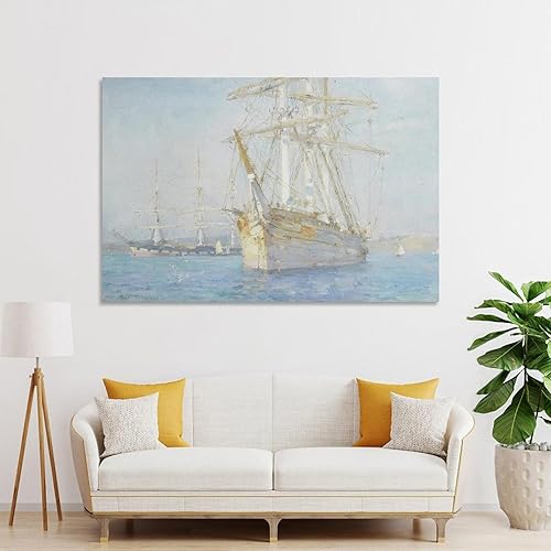 Vista 4 de Off Falmouth-Henry Scott Tuke Wall Art Picture Painting Poster Canvas Print Posters Artworks Bedroom Living Room Decor 16x24inch(40x60cm)