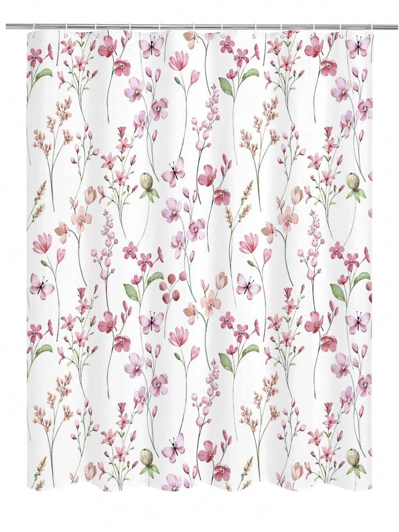 GLKSDLPO Watercolor Floral Shower Curtain Butterfly Flower Shower Curtain For Bathroom, Modern Minimalist Bathroom Decor(180x200cm/71x79in(WxH)