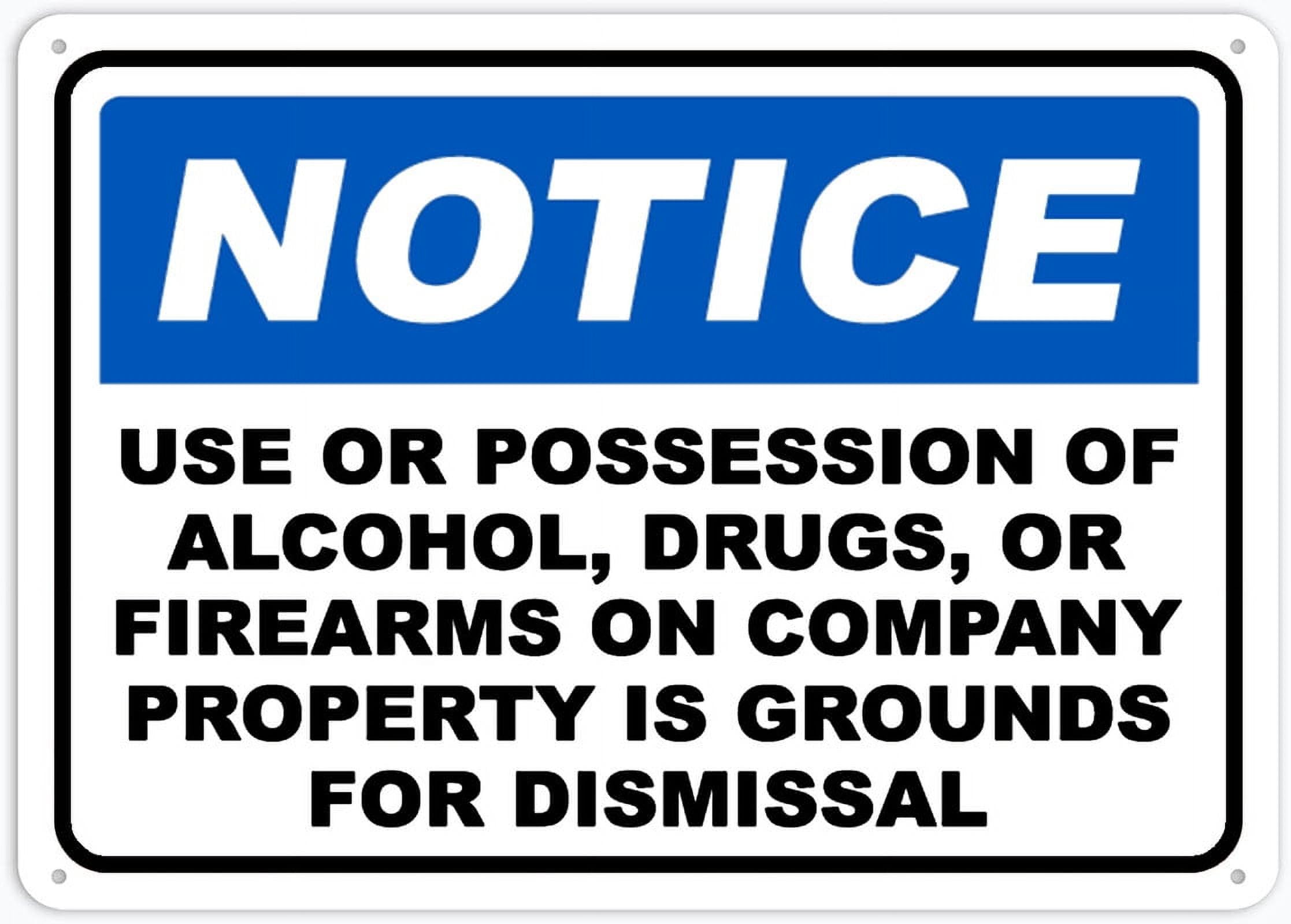 No Alcohol Drugs Firearms Warning Aluminum Tin Sign 12x8 inch For Homeowners, Facility Managers - Home Kitchen/Farm/Garden/Garage Wall Decor