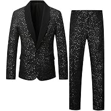 Men's Suit 2 Piece Set Shawl Lapel Shiny Tuxedos Blazer Pants Party Prom Fashion One Button Performance Nightclub Wedding