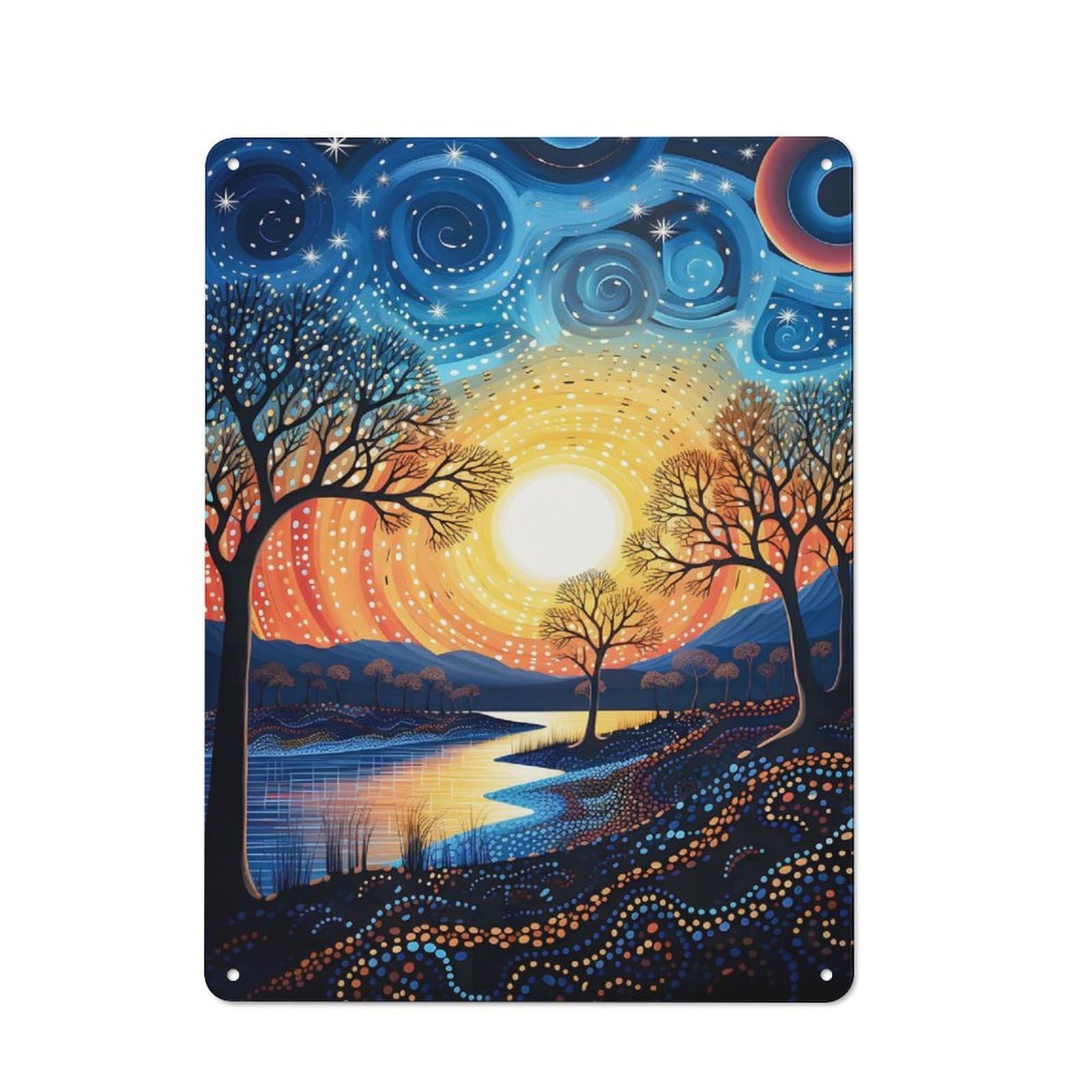 Junmoney Swirling Clouds Vintage Metal Plaque 40X30cm For Guest Room Or Hallway, A Decorative Christmas Gift For Guest Room Decorators