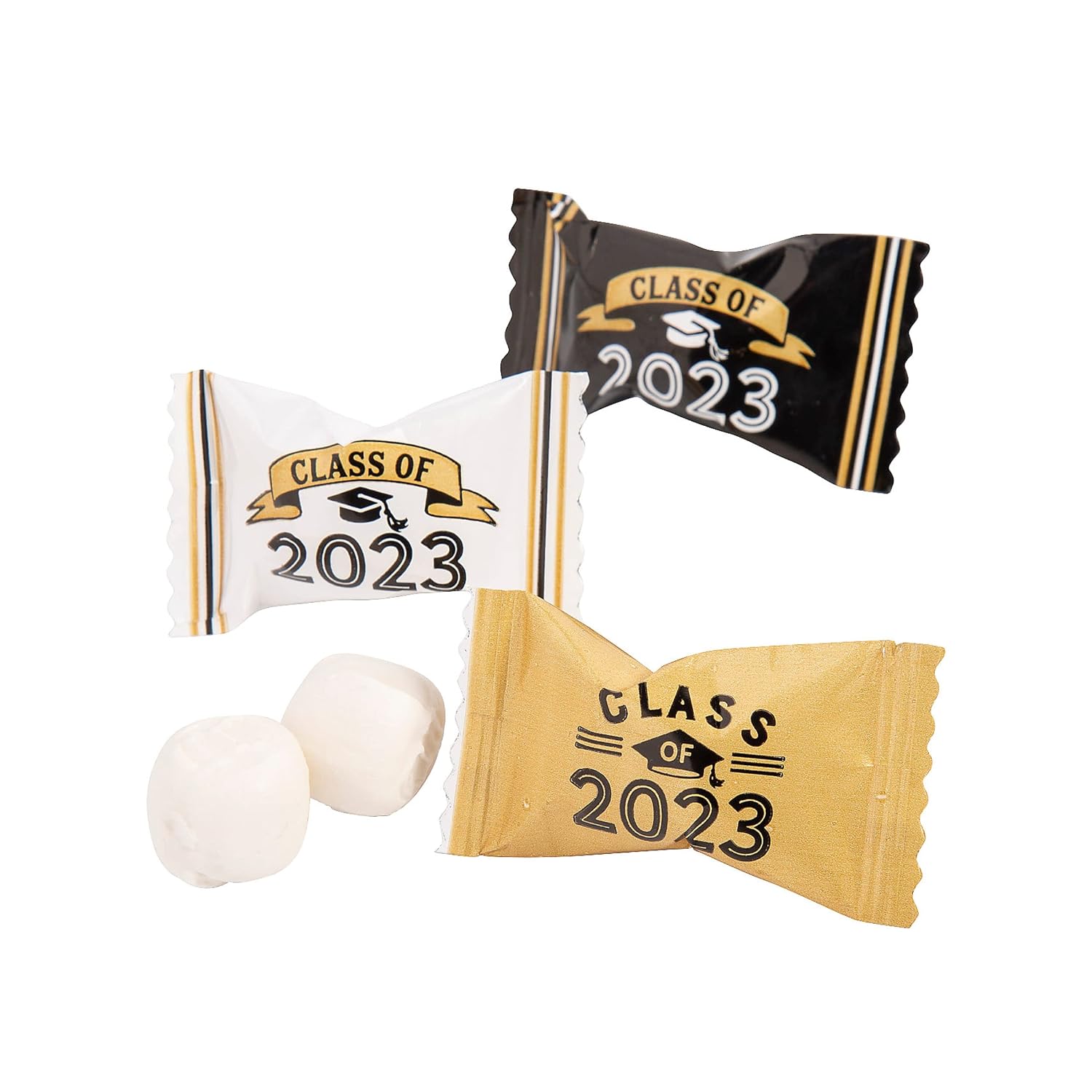 Graduation Butter Mints Class of 2023 (108 Pack) Individually Wrapped Bulk Graduation Candy, Graduation Mints - for Graduation Party Favors, Supplies, & Table Decorations by 4E's Novelty