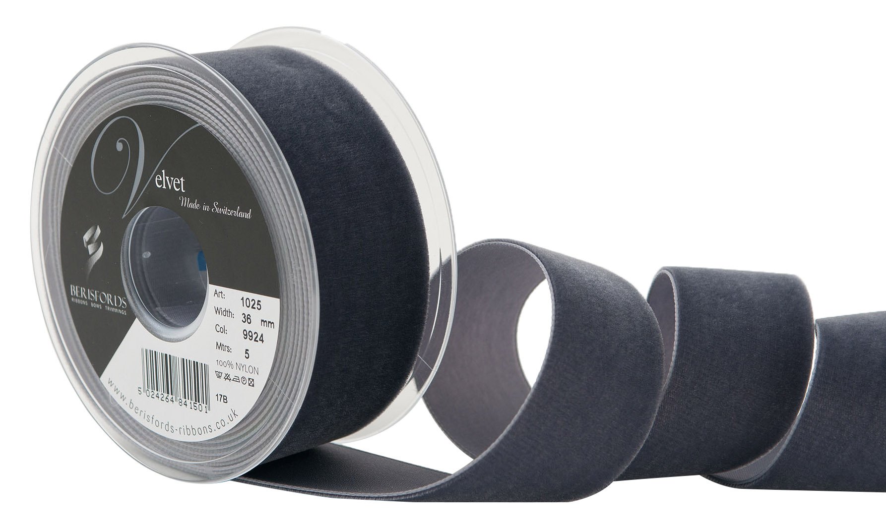 Berisfords 9924 Dolphin Velvet Ribbon Mini Roll