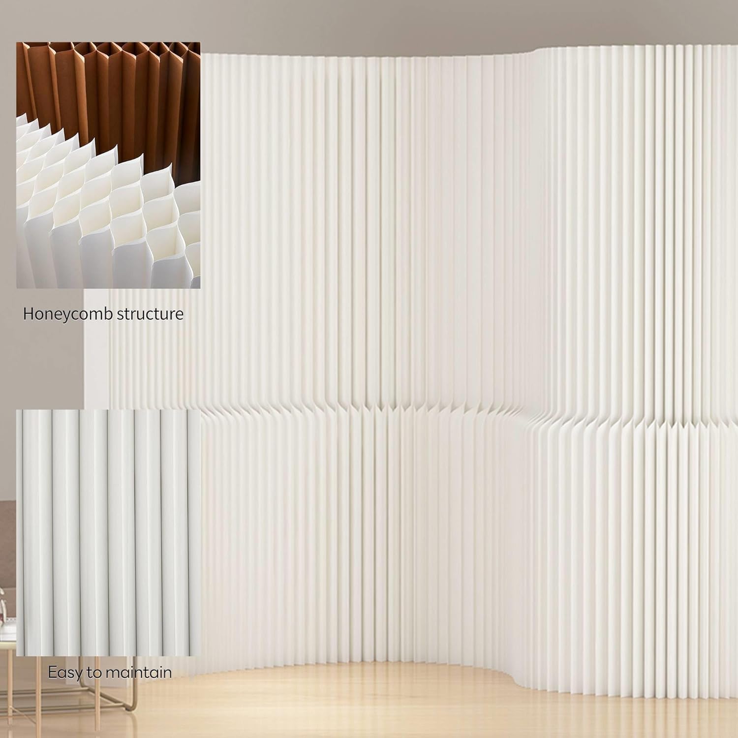 Folding Retractable Room Divider Panel, Adjustable Privacy Screen, Portable Paper Partition Wall Divider for Room Separation, Suitable for Various Scenarios, Offices, Party, Background, Salon