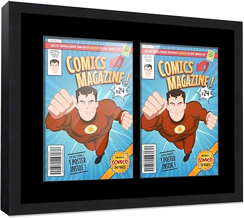 Miniatura 281 de Poster Palooza Marco de cómic con paspartú para 4 cómics de la era actual publicado después de 1985, marco de cómic negro para cómics de 6.875 x