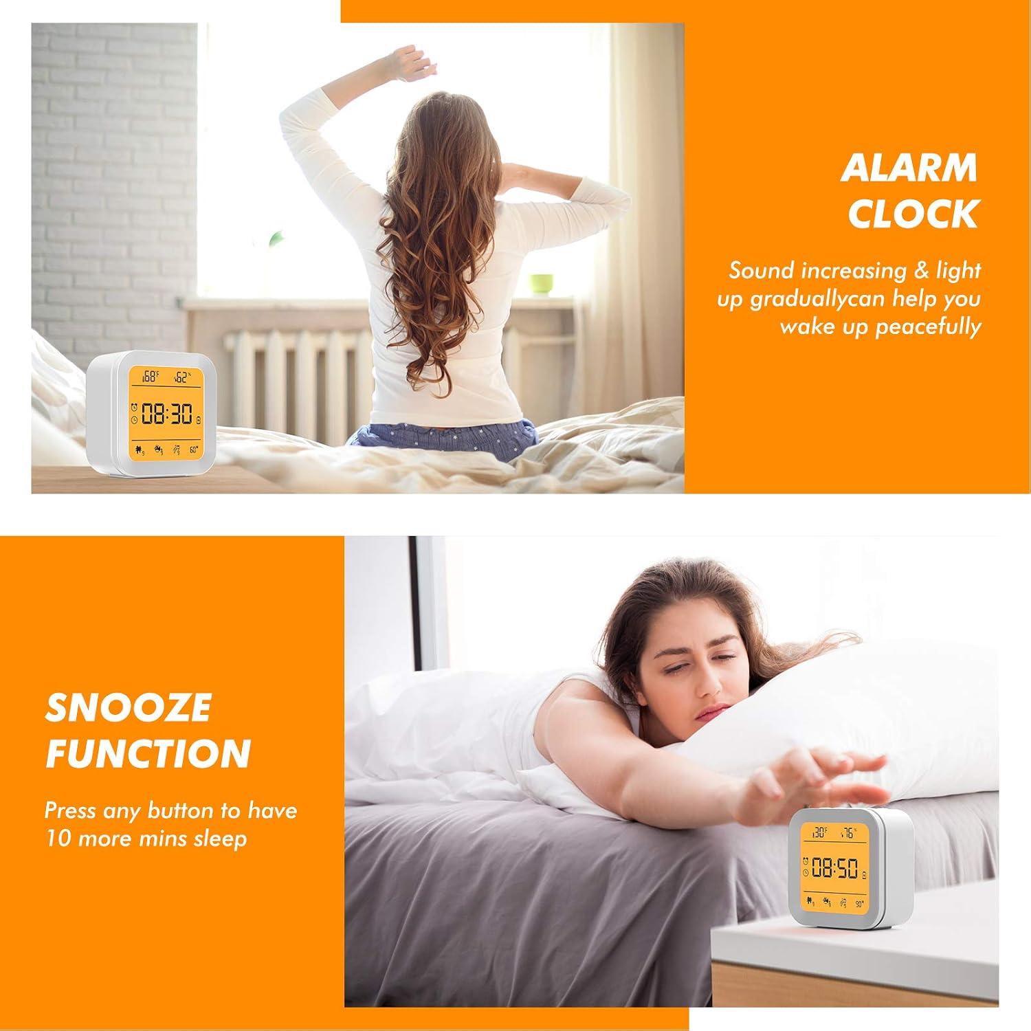 Updated White Noise Machine, COCOBELA Sound Machine for Sleeping, 27 HiFi Sounds, Alarm Clock (Regular&Military Time), Night Light, Temp & Humidity, Portable Sleep