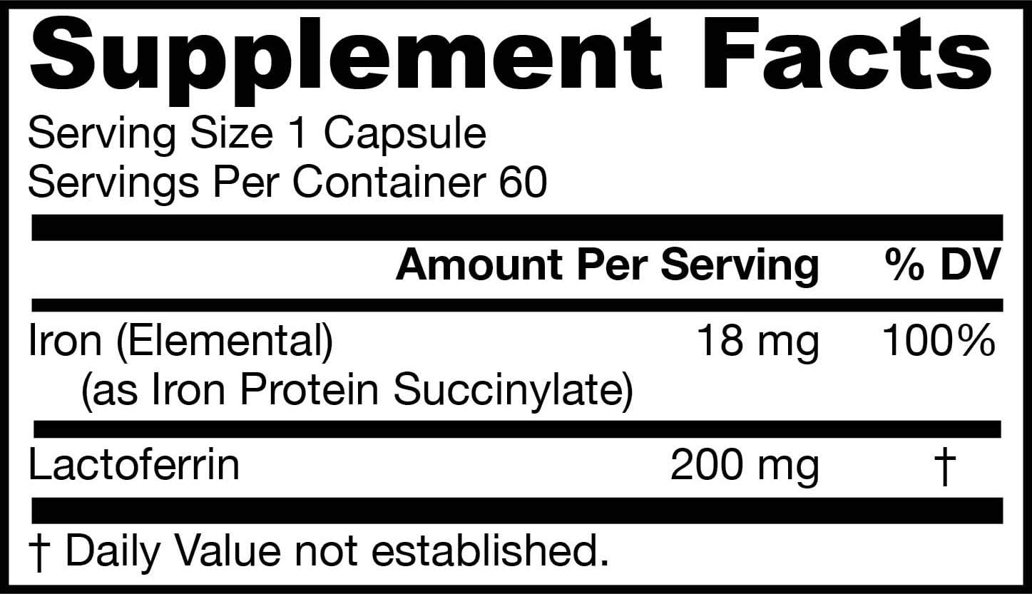 Jarrow Formulas Ironsorb + Lactoferrin, Iron Utilization Support, 60 Veggie Capsules