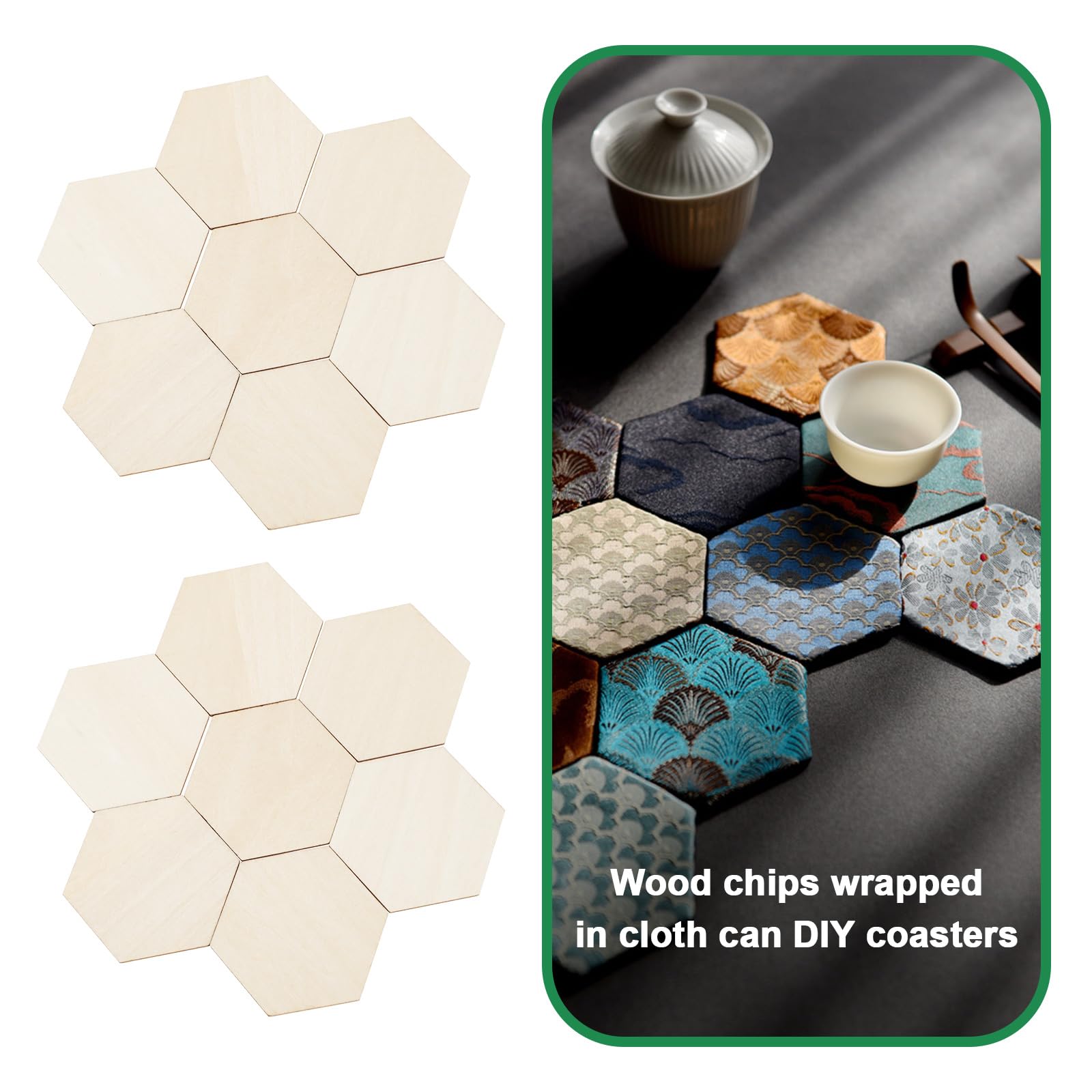 Embellissements En Bois Forme Hexagone - Lot De 100 Pièces En Tilleul Naturel - Non Peints - Pour Scrapbooking, Déco Mariage, Bricolage
