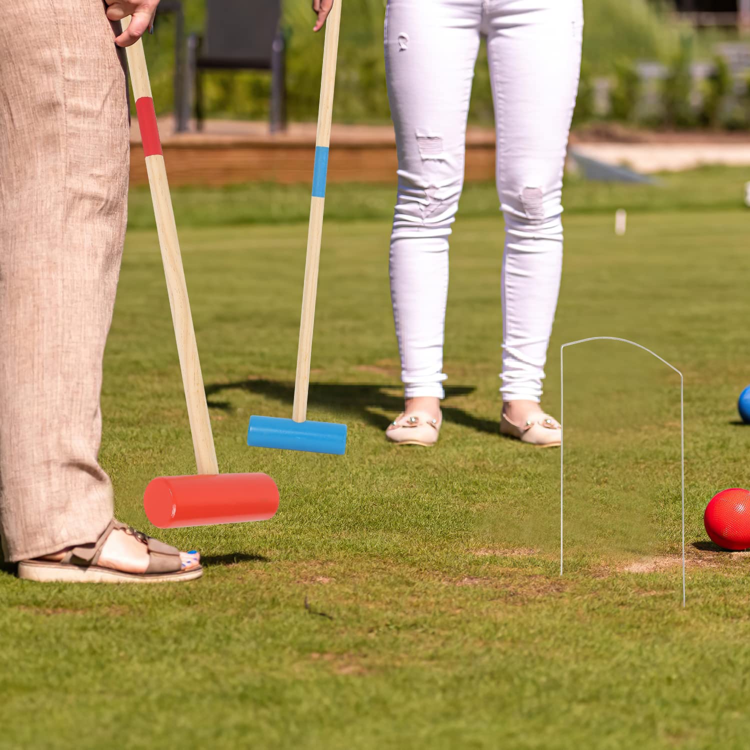 Sonnewelt Jeu de croquet pour adultes 2-4 joueurs en bois plein air jardin fête plage