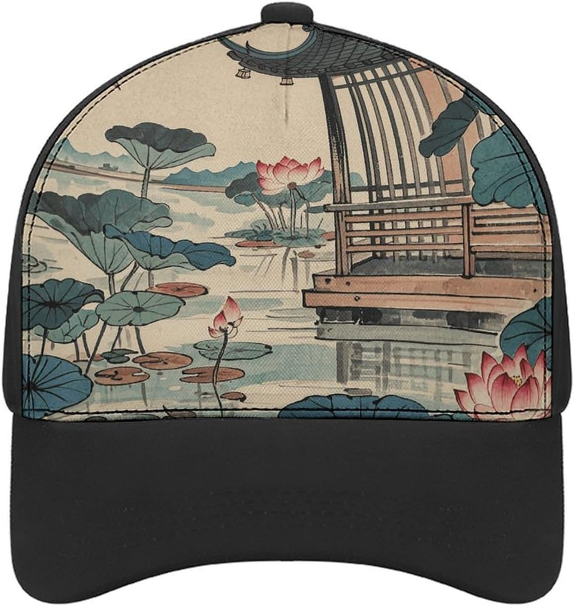 Baseball Cap Sunscreen Visor Hats Adjustable White Floral Chinoiserie Sun Caps Golf Dad Hat for Men Women