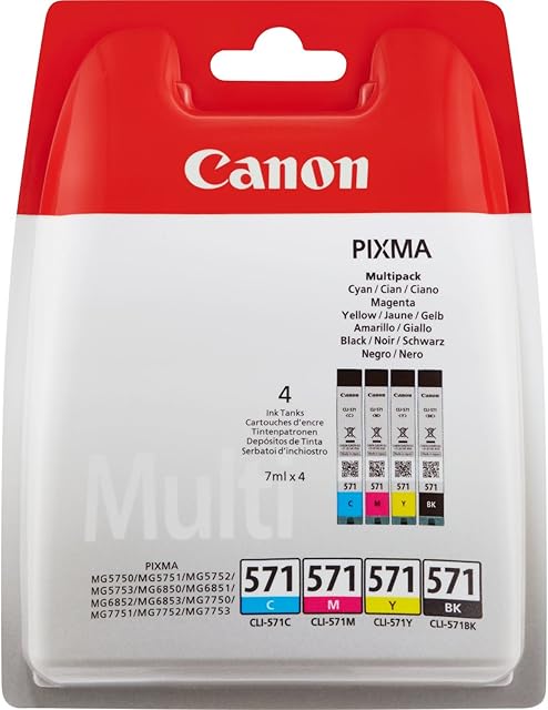 Canon Original CLI-571 Ink Cartridges - Cyan, Magenta, Yellow and Black