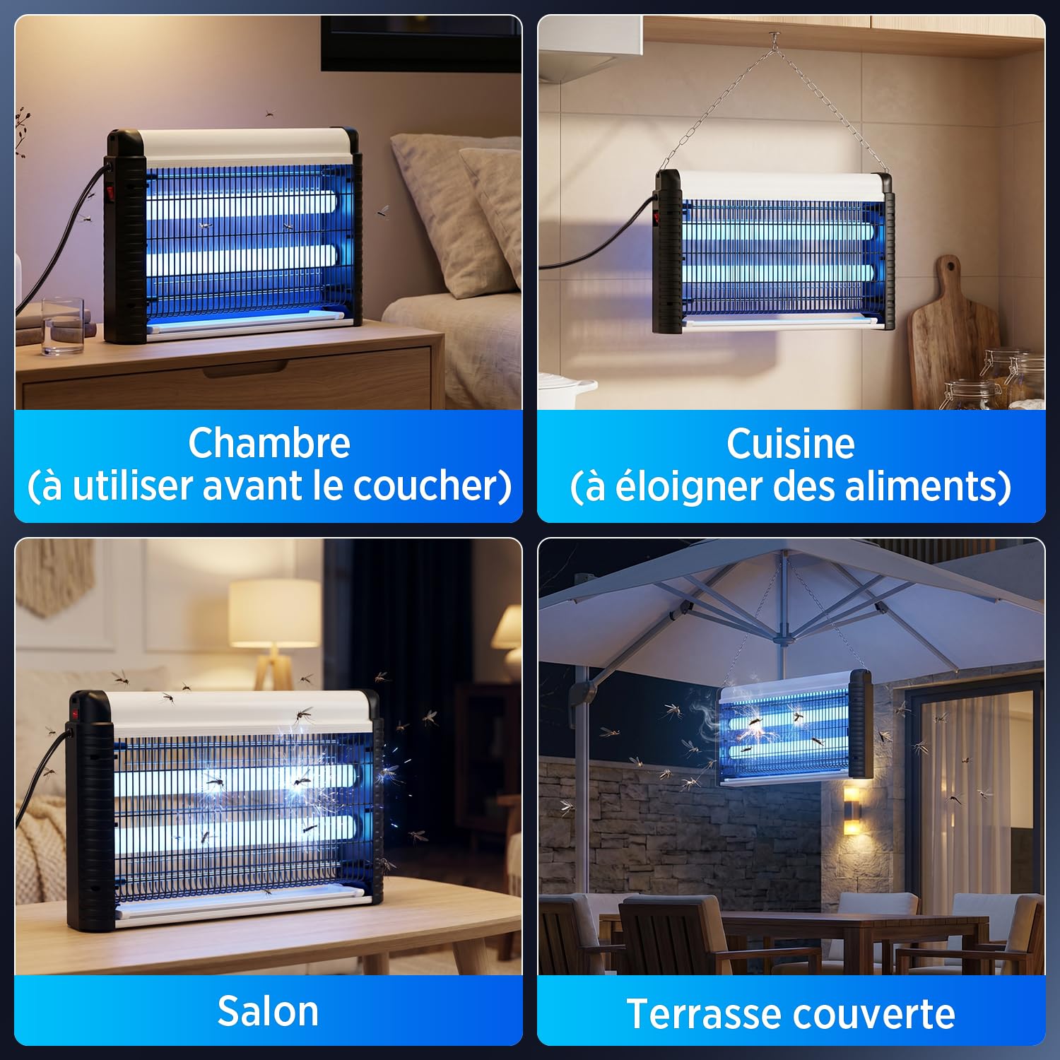 Lampe Anti Moustiques UV 35W 4000V Tue Mouche Électrique pour Intérieur 80m²