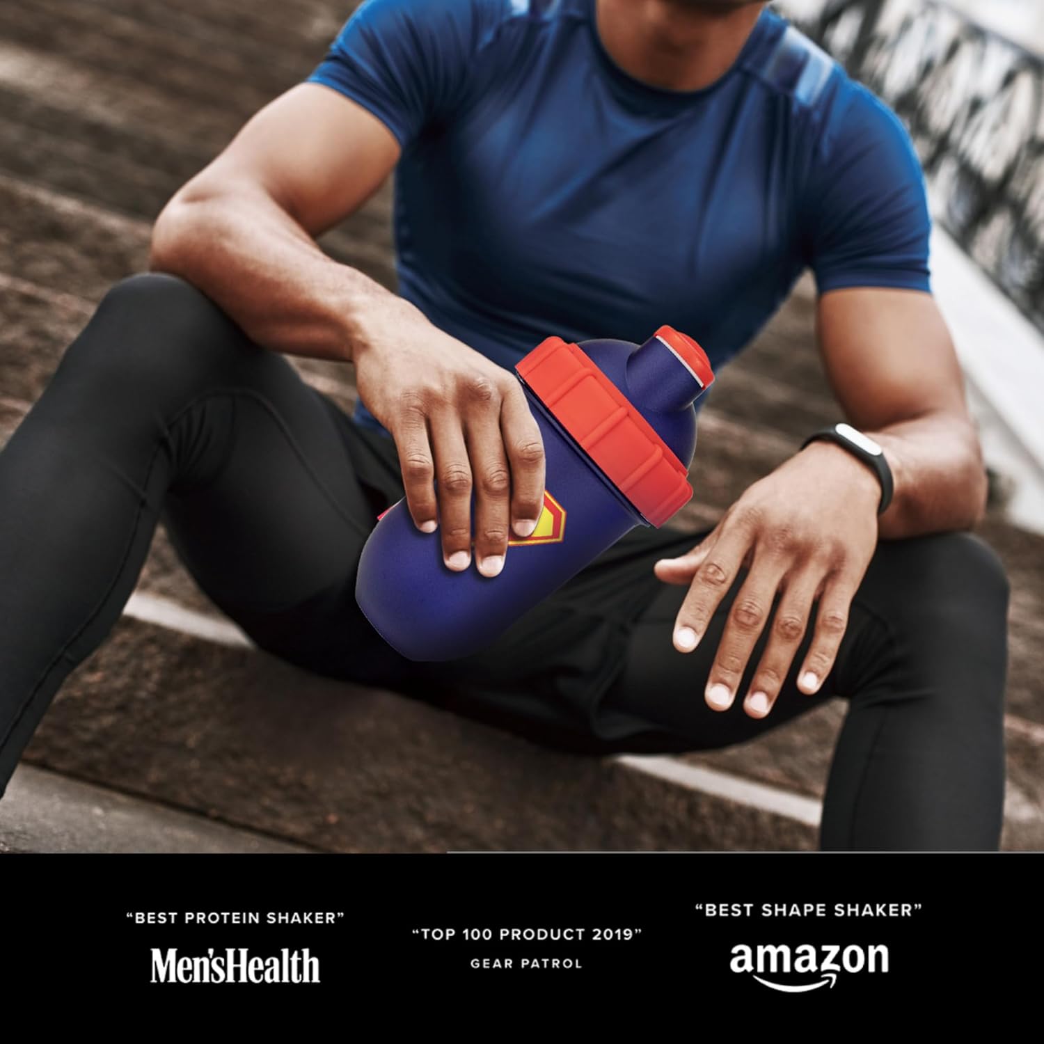 SHAKESPHERE Mini Protein Shaker Bottle - Superman Limited Edition - 450ml Leak-Proof Shaker Cup with Steel Slide Cap | Capsule Design,No Mixing Ball BPA-Free, 3D Logo, Collector’s Box