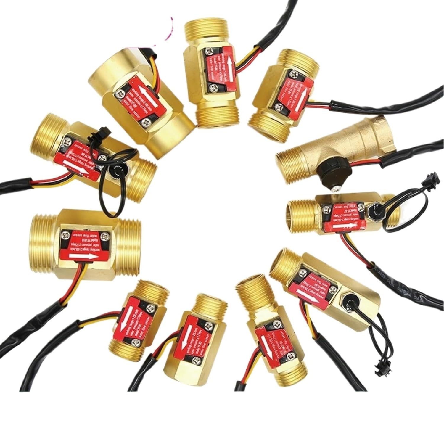 Brass Water Flow Sensor Hall Effect Flow Meter Liquid Flow Rate Sensor Brass Flow Switch Digital Monitoring Detector(YF-B2)