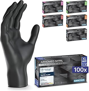 ARNOMED Einweghandschuhe 100 Stück/Box, XL, Schwarze Einmalhandschuhe, puderfreie & latexfreie Nitrilhandschuhe, Handschuhe in Gr. S, M, L & XL