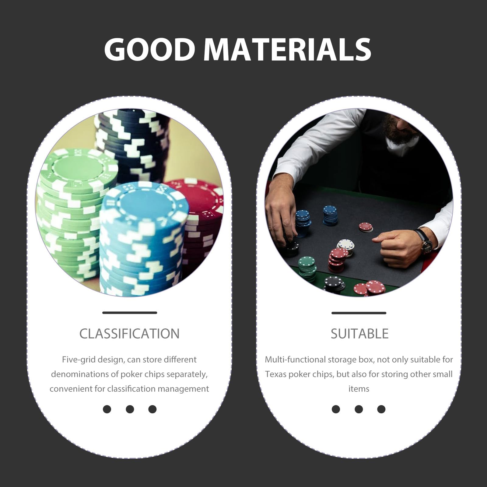 Gatuida Caja Transparente de Acrílico Resistente 5 Compartimentos para Almacenamiento de Fichas de Póquer, Diseño Portátil y Gran Capacidad para Texas Poker