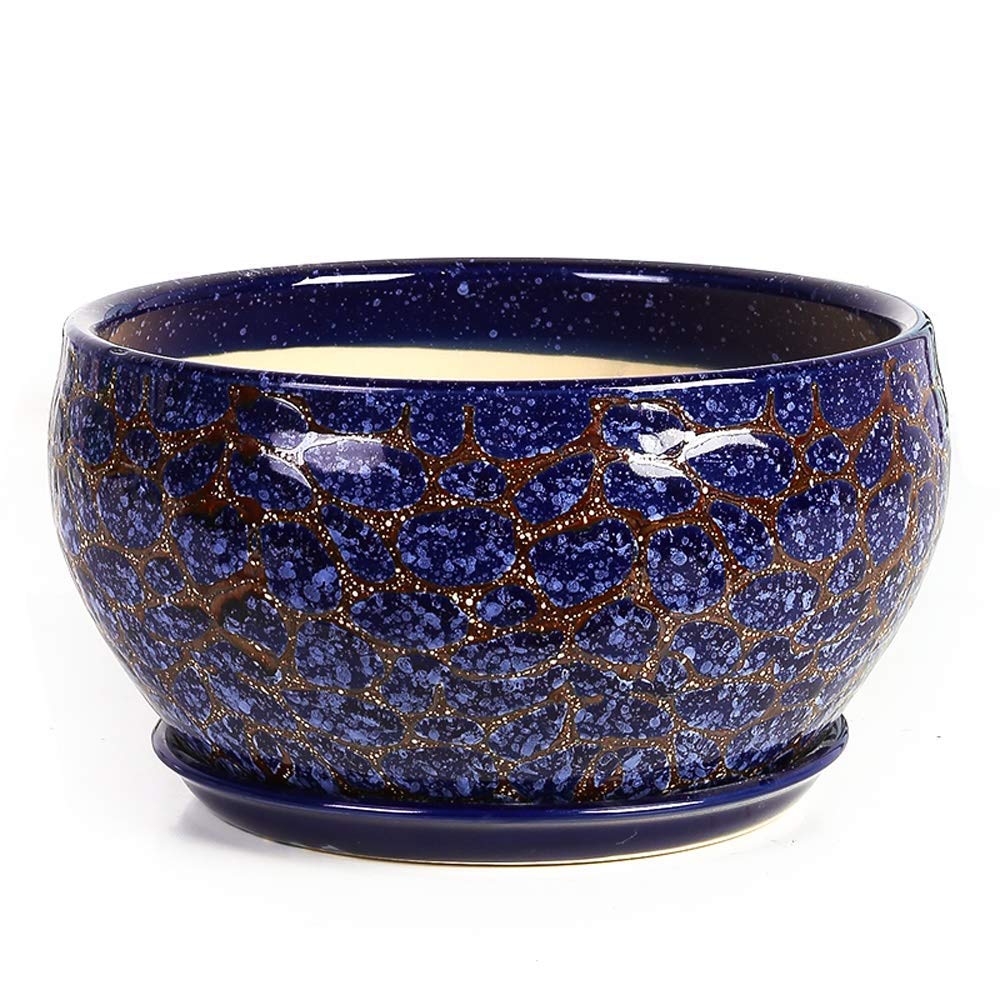 Niebieskie Doniczki Ceramiczne Bardzo Duży Salon Osobowość Umywalka Na Rośliny Z Otworem Drenażowym Doniczki Do Bonsai Ogród Dekoracyjny Stojak Na Kaktusy Ceramiczny Przeszklony Pojemnik Na Kwiaty Z