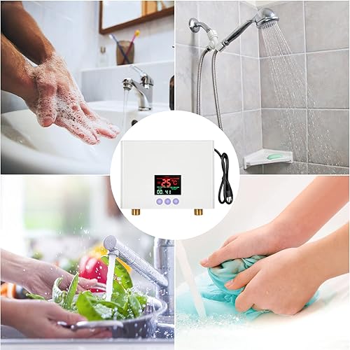 Miniatura 2 de Mini calentador de agua caliente sin tanque de 3000 W para debajo del fregadero, sistema de calefacción termostático de lavado de 110 V con control