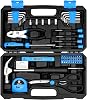 DEKO Tool Kit:Tool Set, Hand Tool Kit Box DIY for Men 62 Pieces, Home Repair DIY Tools Basic Hand Toolbox Sets for Home Blue