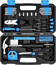 DEKO Tool Kit：Tool Set, Hand Tool Kit Box DIY for Men 62 Pieces, Home Repair DIY Tools Basic Hand Toolbox Sets for Home Blue