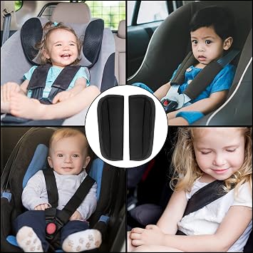 Pack of 2 Seat Belt Pads, Universal Baby Car Seat Belt Protector, Safety Belt, Belt Covers, Shoulder Pads, Shoulder Cushion, Seat Belt Protector Car Seats for Prams, Babies - Black